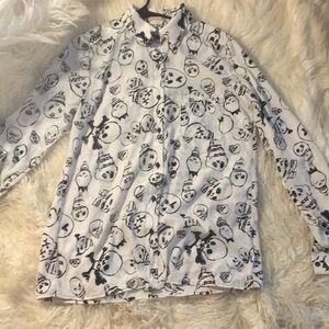 Liberty love white skull pattern button down